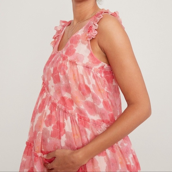 HATCH The Anaelle Midi Dress in Pink Poppy Silk Blend Size 2 Maternity Medium - Picture 11 of 11